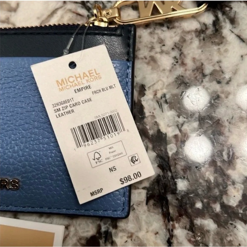 Michael Kors Two-Tone Blue Card Holder - Picture 3 of 9